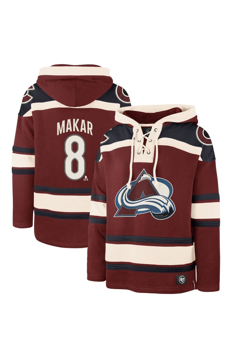 '47 Men's '47 Cale Makar Burgundy Colorado Avalanche Player Name & Number Lacer Pullover Hoodie, Main, color,