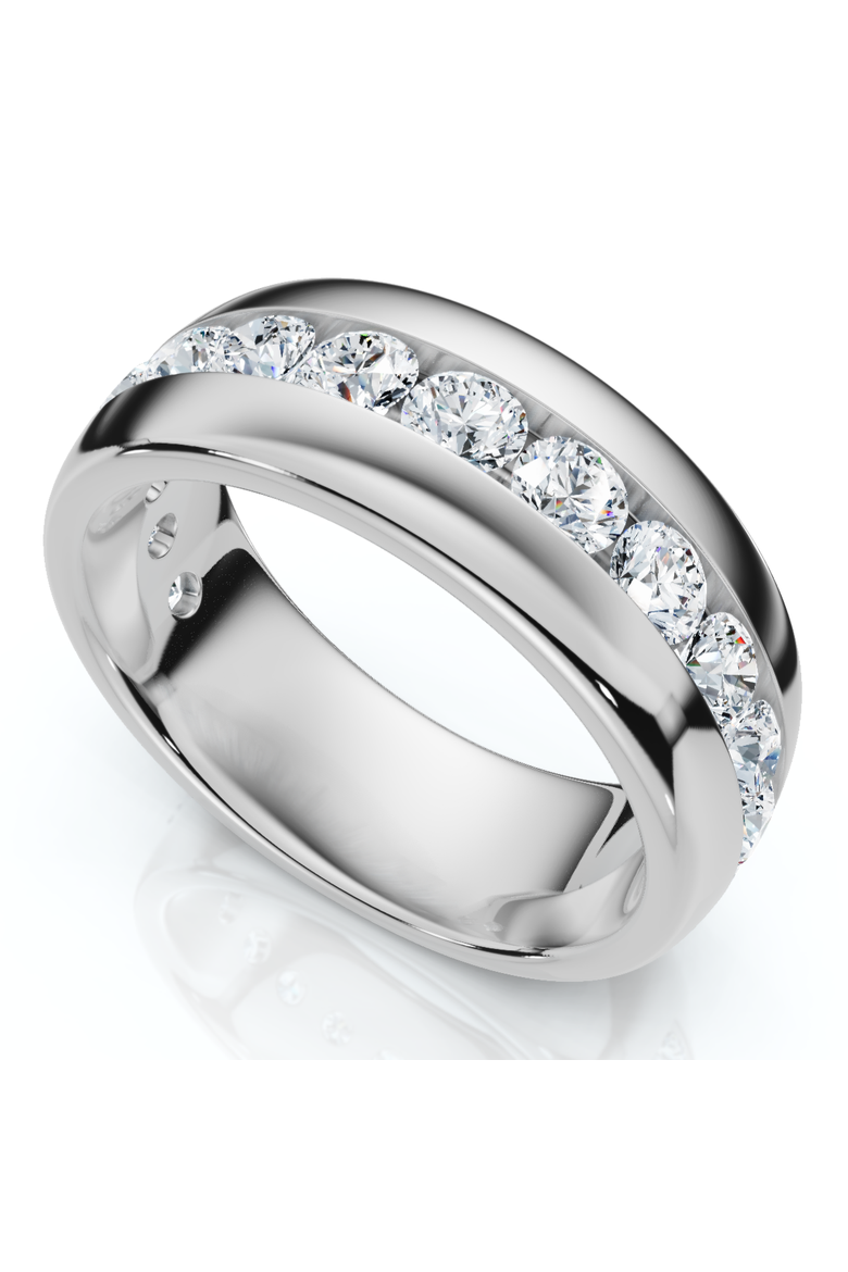 1 1/2Ct Men's Diamond Wedding Anniversary Ring 10k Gold Channel Set Lab Grown, Alternate, color, 10k White Gold