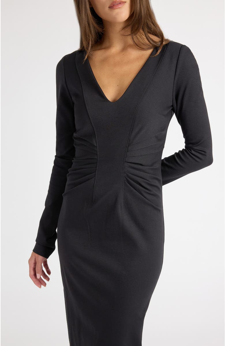 Santorelli Willa Long Sleeve Midi Dress in Punto Milano, Alternate, color, Black