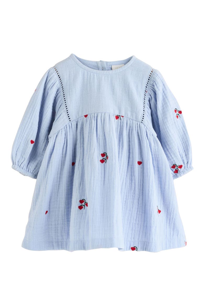 gauze dress long sleeve 100% Organic Cotton Gauze Long Sleeve Tiered Mini Dress in Indigo Blue