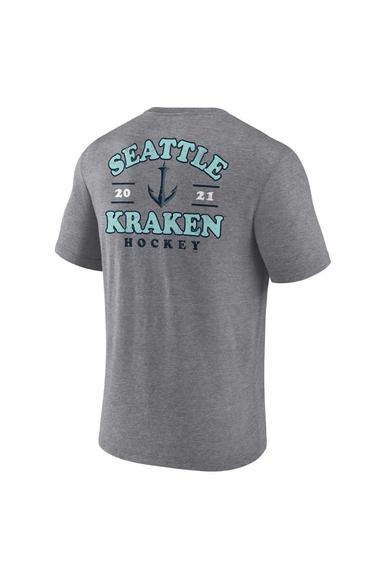 Men's Fanatics  Heather Gray Seattle Kraken Winger Tri-Blend T-Shirt, Alternate, color, Heather Gray