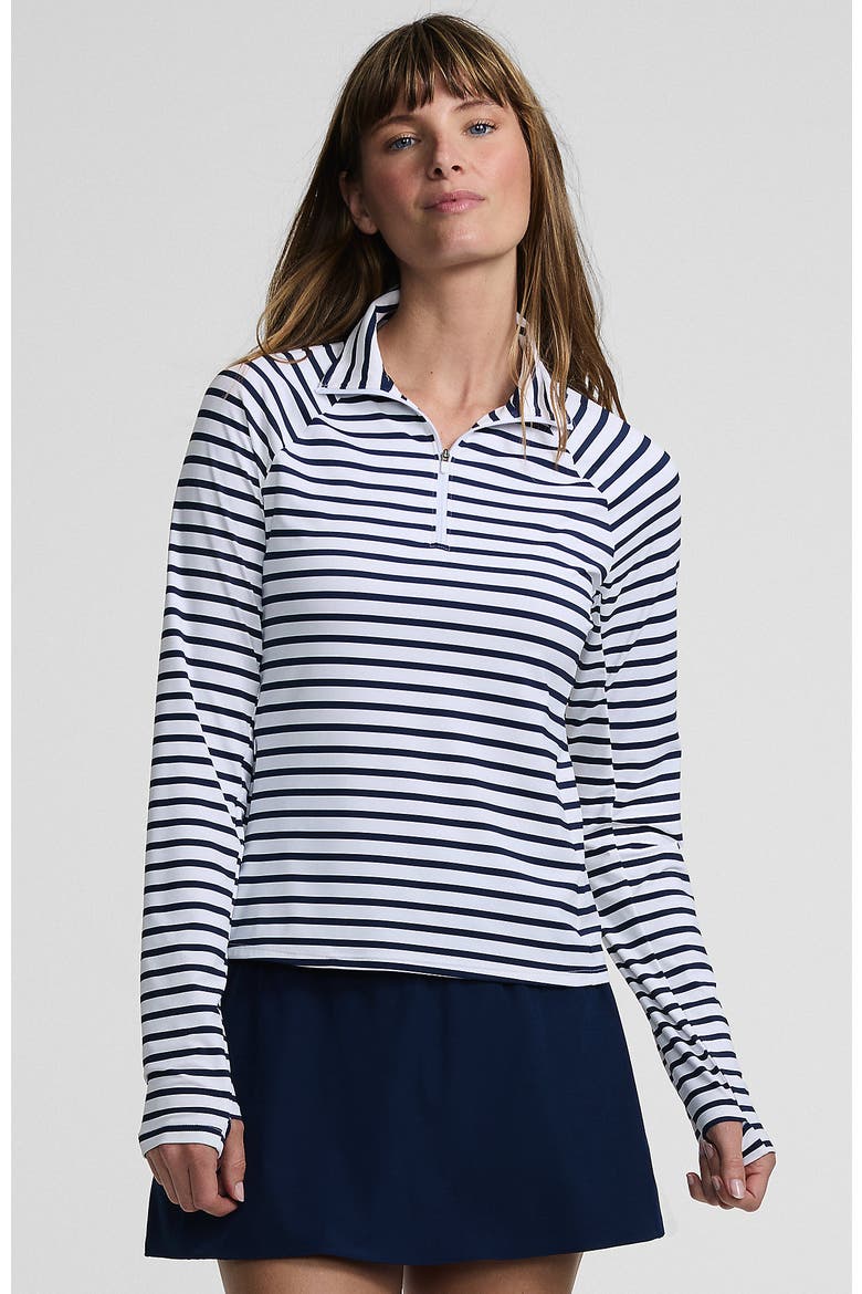 Long Sleeve Rash Guard Cover-up UPF 50, Main, color, White/Deep Sea Navy Stripe
