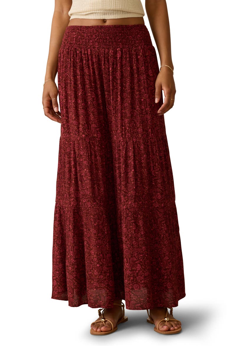 Woodstock Tiered Smocked Waist Skirt, Main, color, BELMONTE FLORAL
