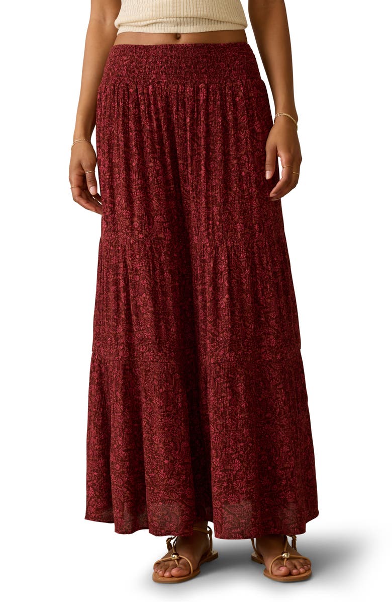 Faherty Woodstock Tiered Smocked Waist Skirt, Main, color, Belmonte Floral