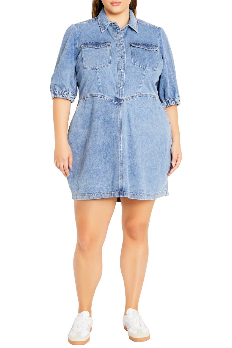 Remi Denim Minidress, Main, color, LIGHT WASH
