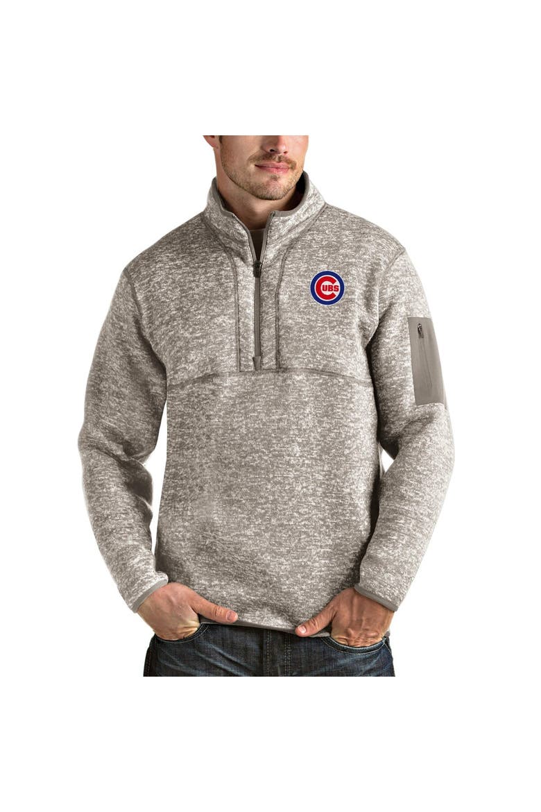 Men's Antigua Oatmeal Chicago Cubs Fortune Quarter-Zip Pullover Jacket, Alternate, color, Oatmeal
