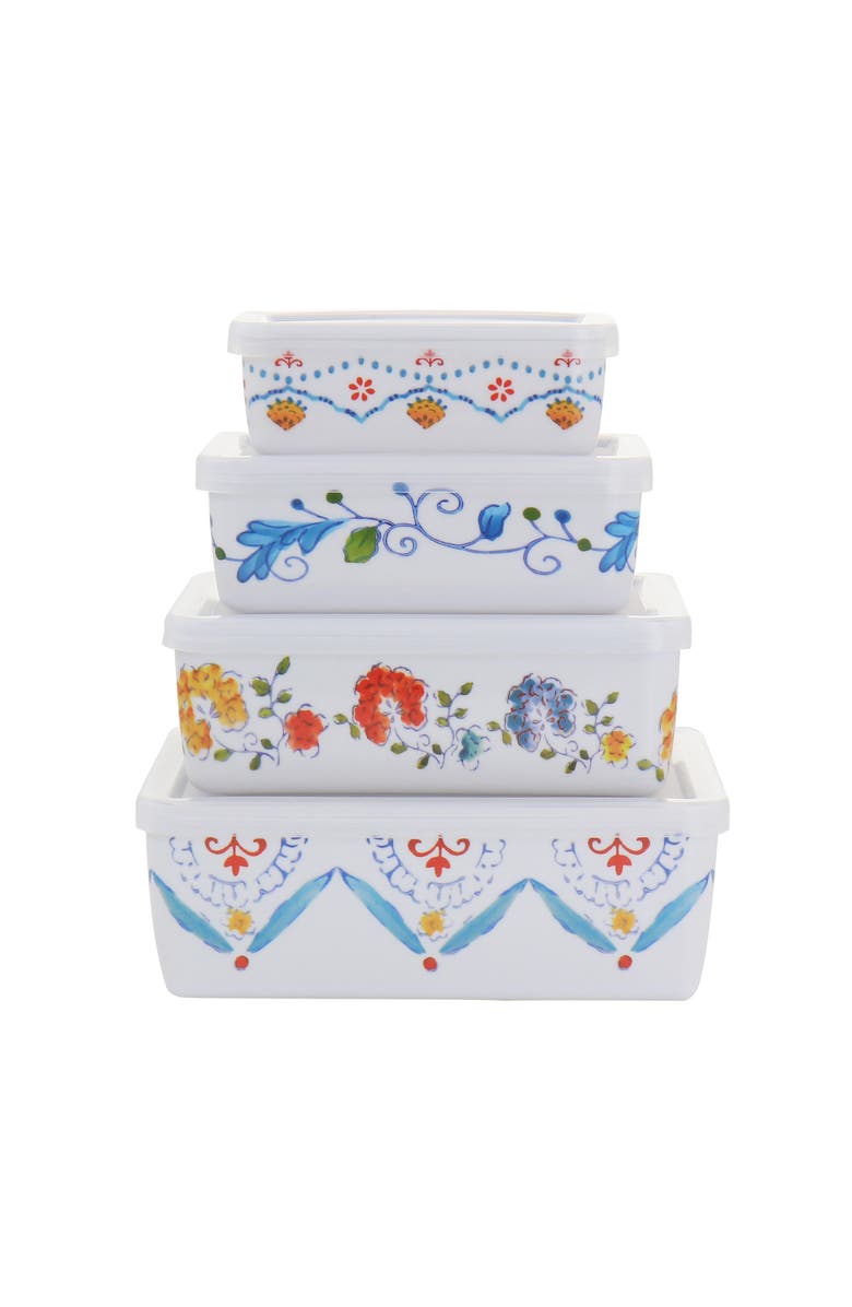 Gibson Home 8 Piece Anaya Rectangular Nesting Food Storage Set, Main, color, Multi