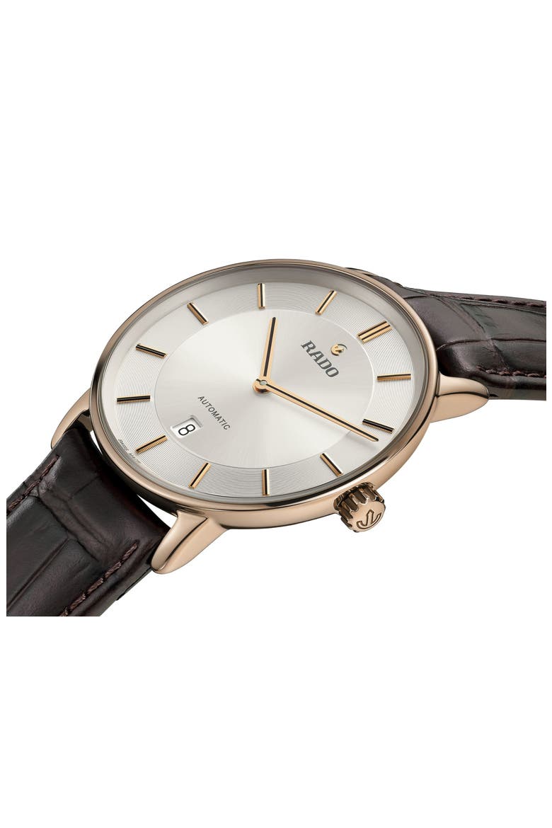 DiaMaster Automatic Leather Strap Watch, 41mm, Alternate, color, SILVER