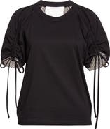 3.1 Phillip Lim Mixed Media Puff Sleeve T-Shirt