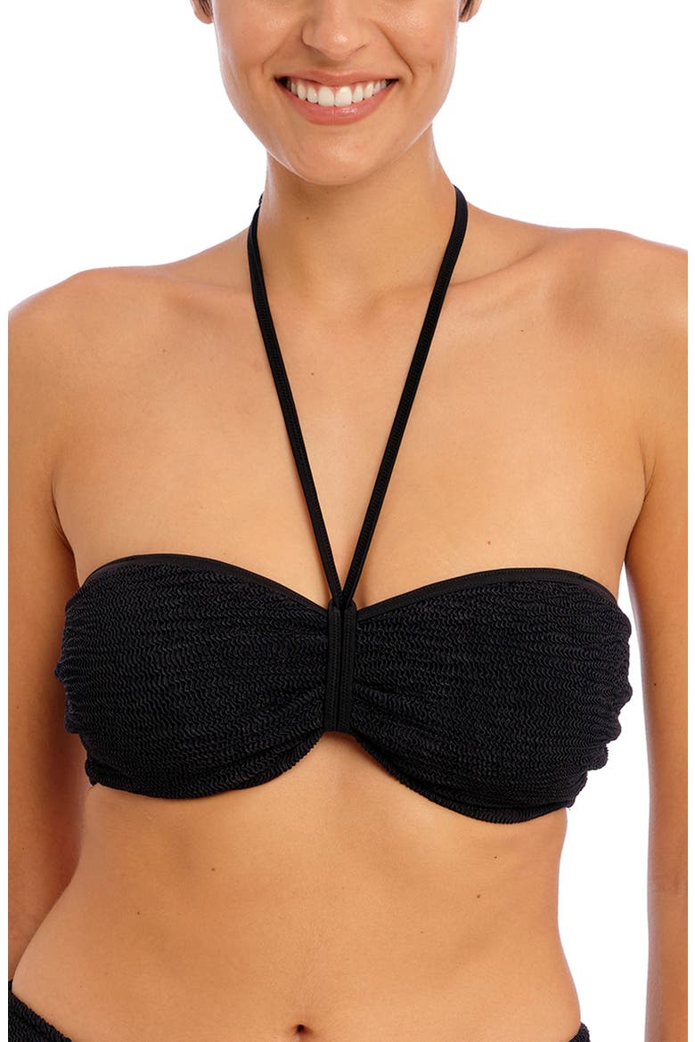 Ibiza Waves Bandeau Bikini Top, Alternate, color, BLACK