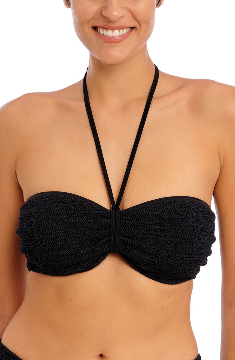 Freya Ibiza Waves Bandeau Bikini Top, Alternate, color, Black