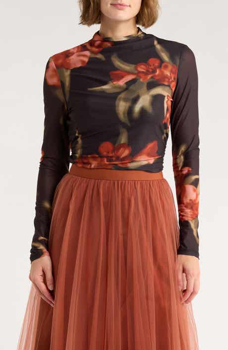 DR2 by Daniel Rainn Long Sleeve Mesh Mock Neck Top