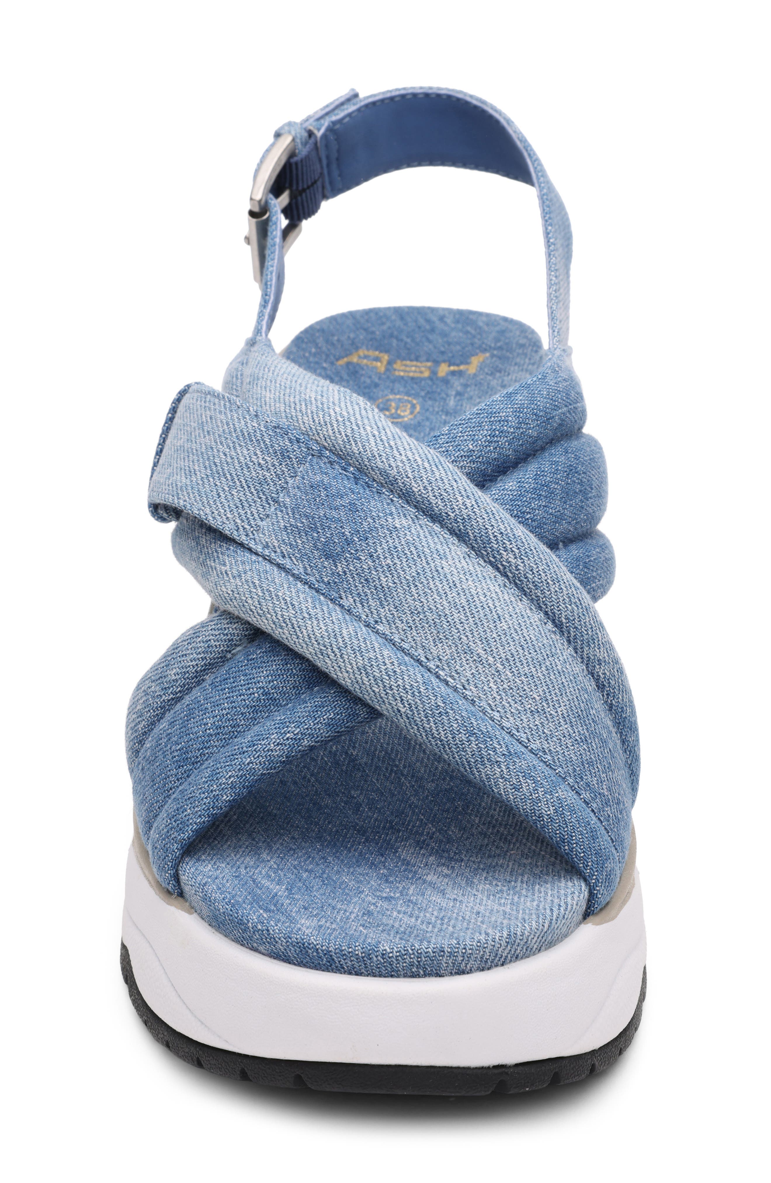 Ash Delia Slingback Denim Wedge Sandal, Alternate, color, Dark Blue