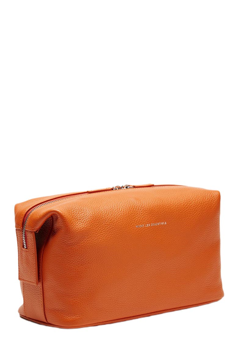 Kenyatta Pebble Grained Leather Toiletry Bag, Alternate, color, Orange