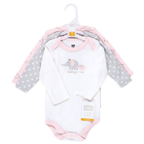 Hudson Baby Essential All-cotton Long-sleeve Bodysuit Triple Pack In Pink
