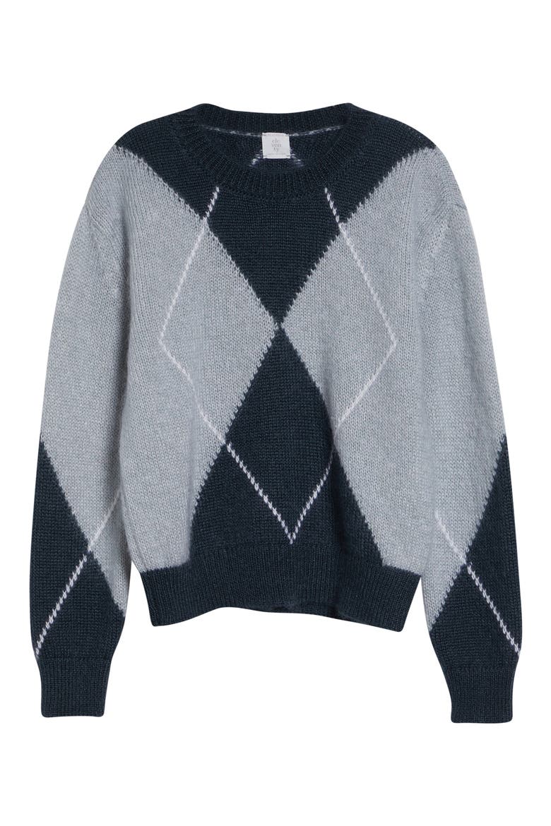 Argyle Plaid Mohair & Silk Sweater, Alternate, color, 181178 JADE POWDER DARK JADE