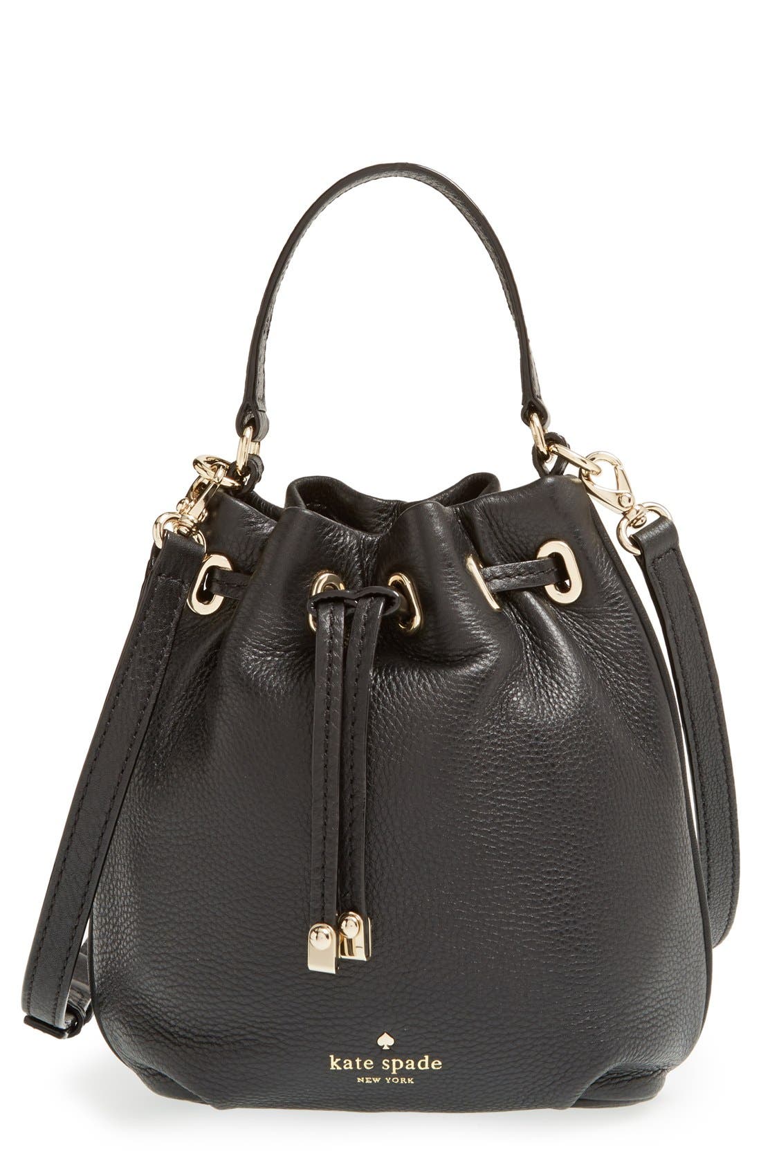 'cobble hill - wyatt' bucket bag, Main, color, BLACK