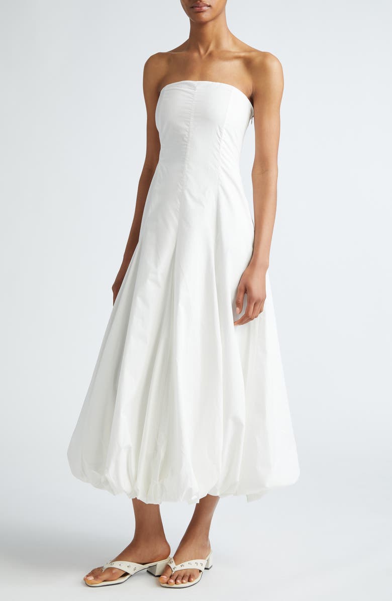 Paloma Wool Globo Strapless Bubble Hem Midi Dress, Alternate, color, 