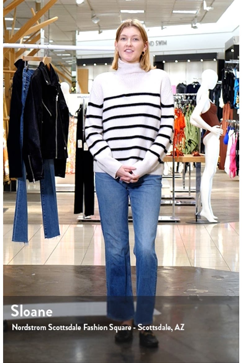 Stripe Cashmere Mock Neck Sweater video