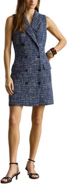 Lauren Ralph Lauren Double Breasted Sleeveless Bouclé Coat Dress