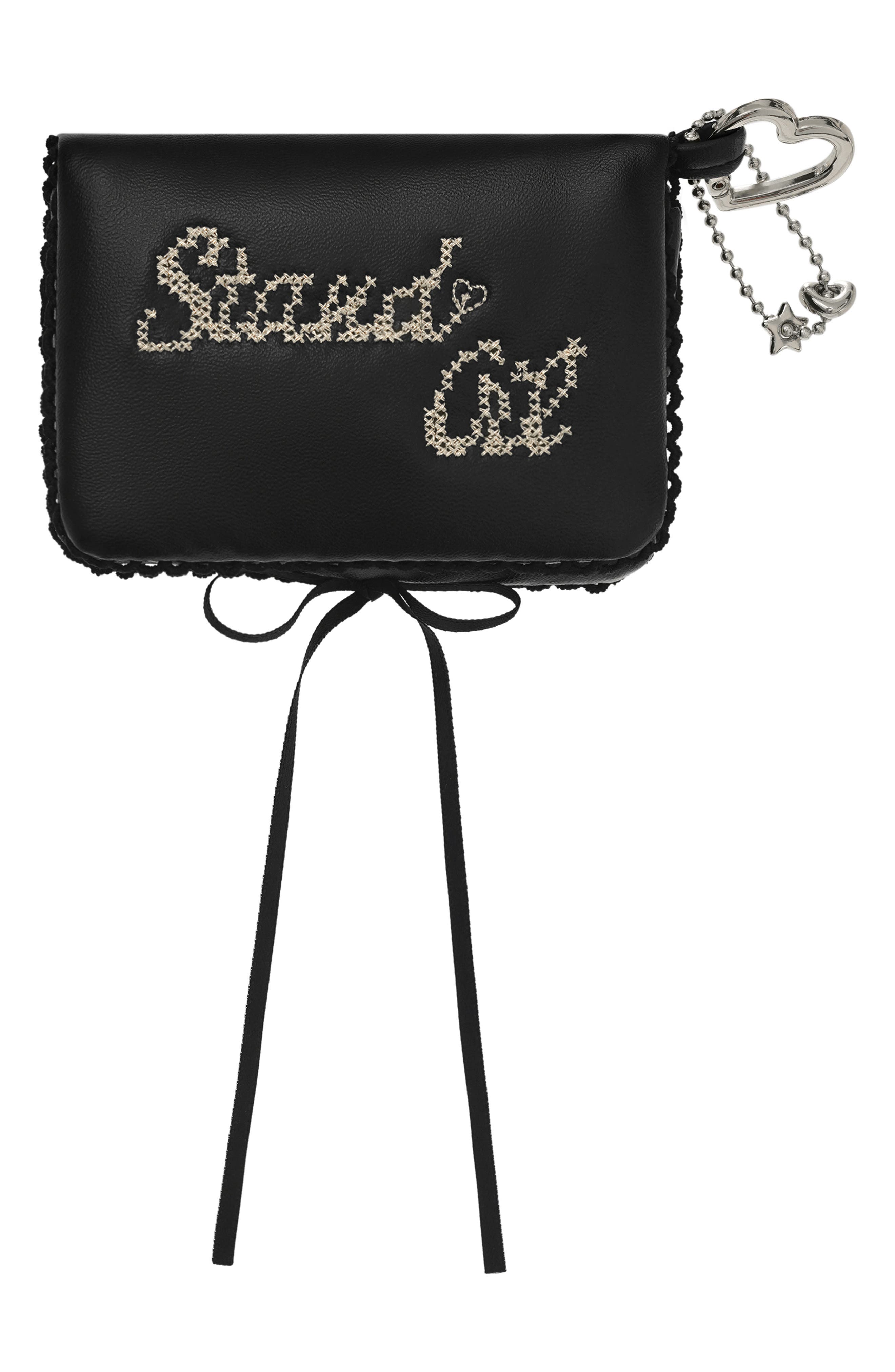 Stand Oil Embroidered Logo Wallet, Main, color, Black