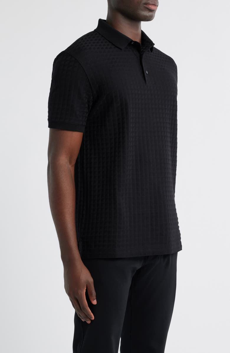 Emporio Armani Textured Cotton Polo, Alternate, color, Black