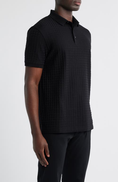 Emporio Armani Textured Cotton Polo In Black