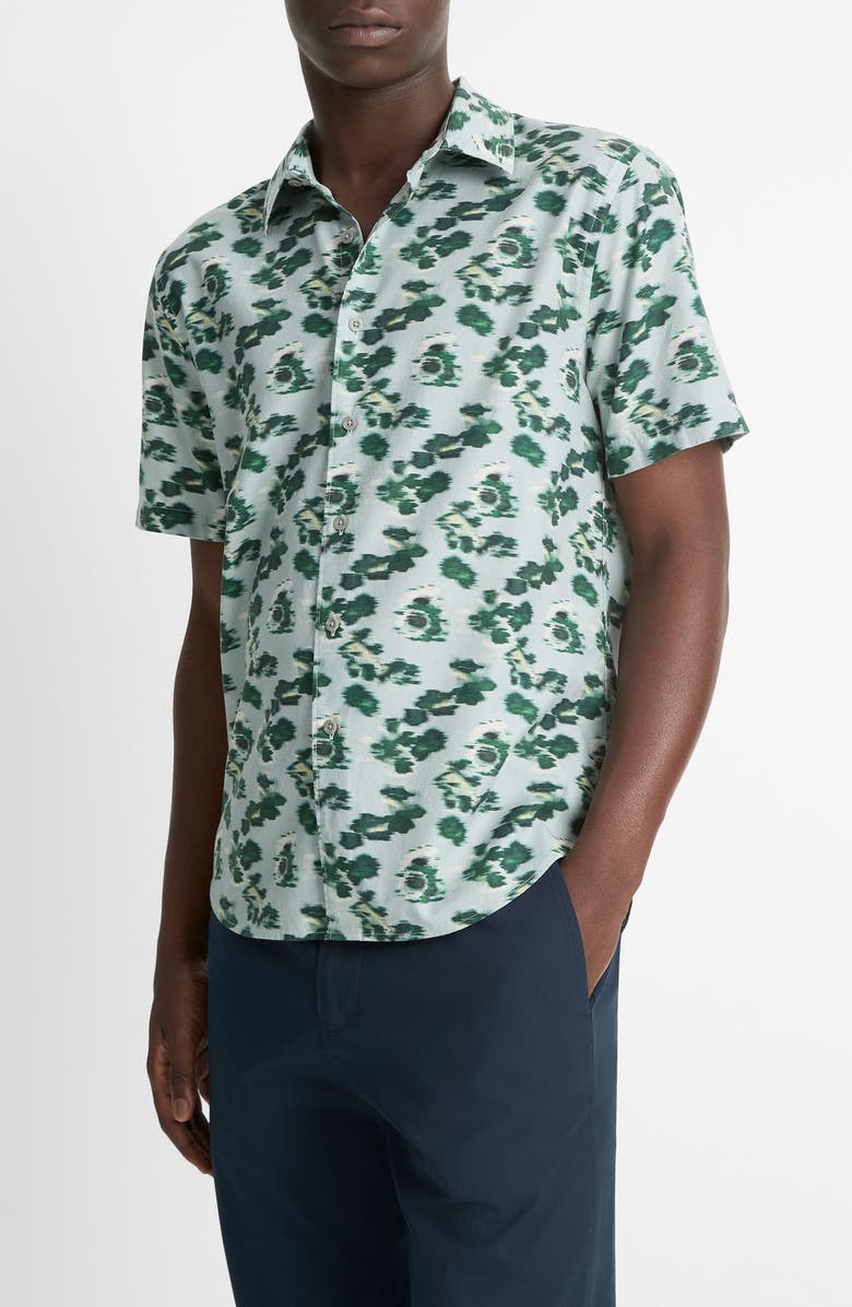 Vince Classic Fit Short Sleeve Button-Up Shirt, Main, color, Light Agave