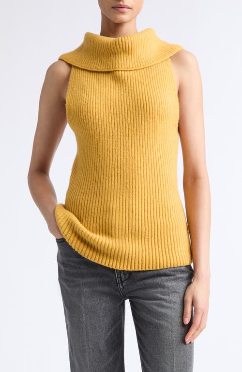 Ossou Isla Wool Ribbed Turtleneck Tank In Sungold