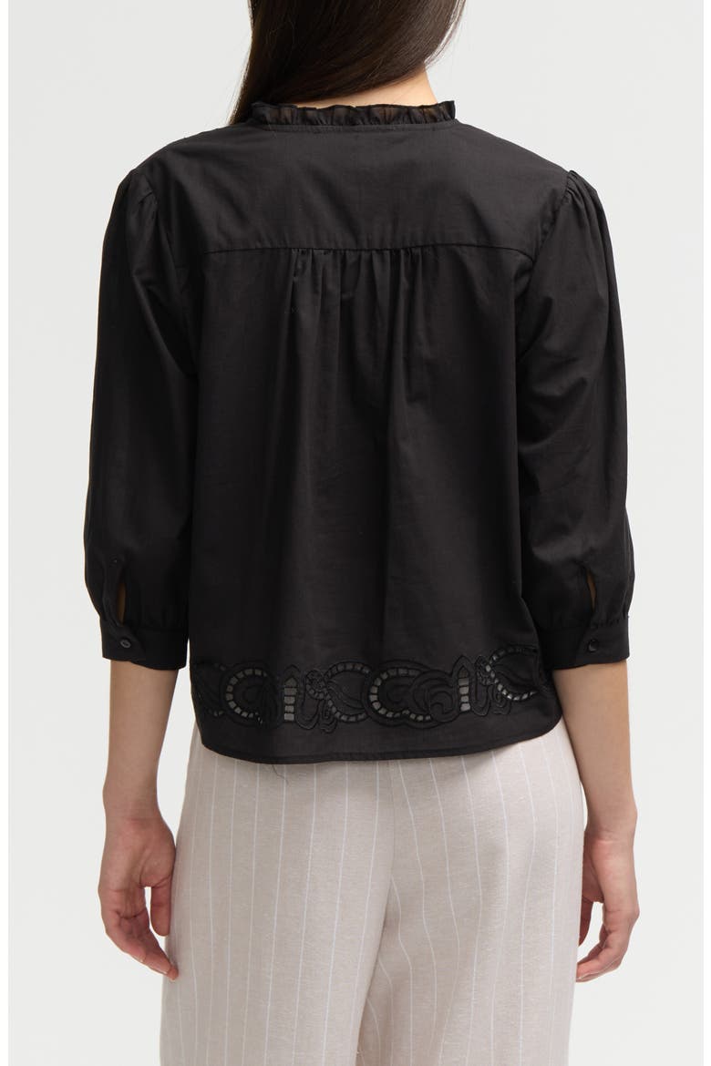 Embroidered Cotton Top, Alternate, color, BLACK