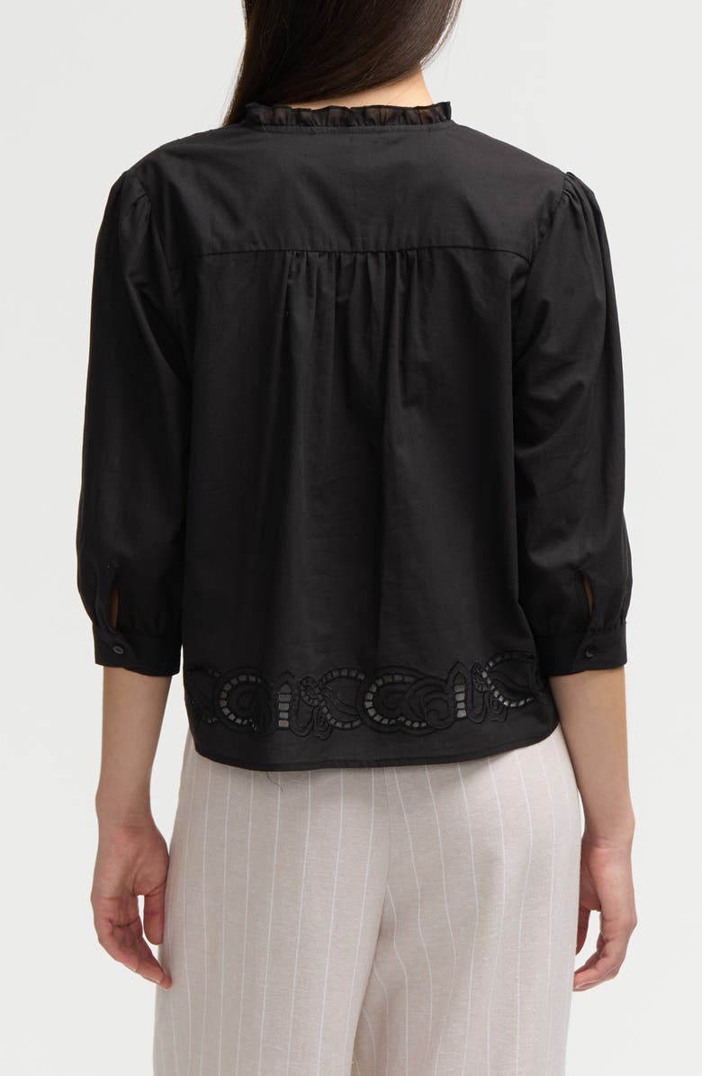 NVLT Embroidered Cotton Top, Alternate, color, Black