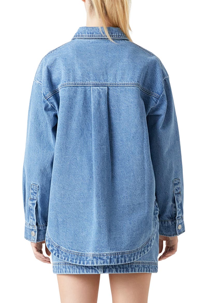 Oversize Denim Button-Up Shirt, Alternate, color, DENIM