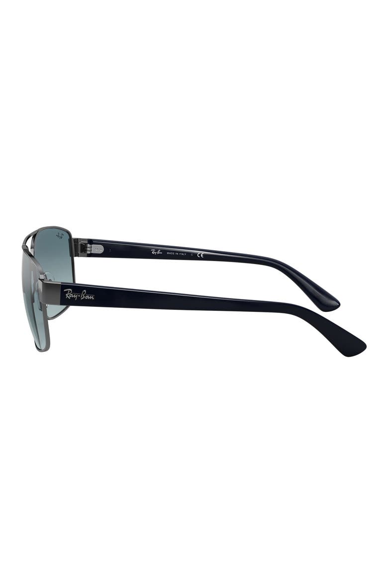 60mm Gradient Rectangle Sunglasses, Alternate, color, GUNMETAL/ BLUE GRADIENT GREY