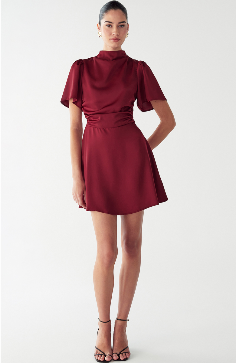WILLA Saray Mini Dress, Alternate, color, Burgundy