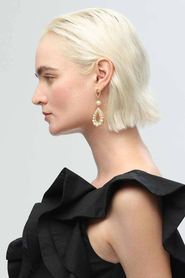 Hollow Teardrop Dangle Earrings, Alternate, color, Gold