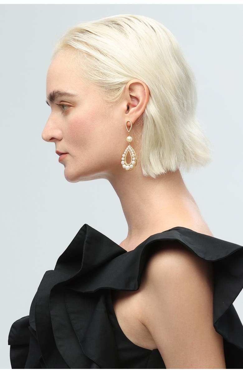 Classicharms Hollow Teardrop Dangle Earrings, Alternate, color, Gold