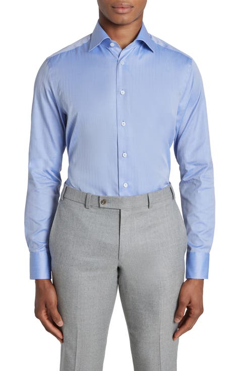 Adlam Solid Herringbone Dress Shirt (Regular & Big)