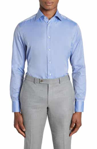 Jack Victor Adlam Solid Herringbone Dress Shirt