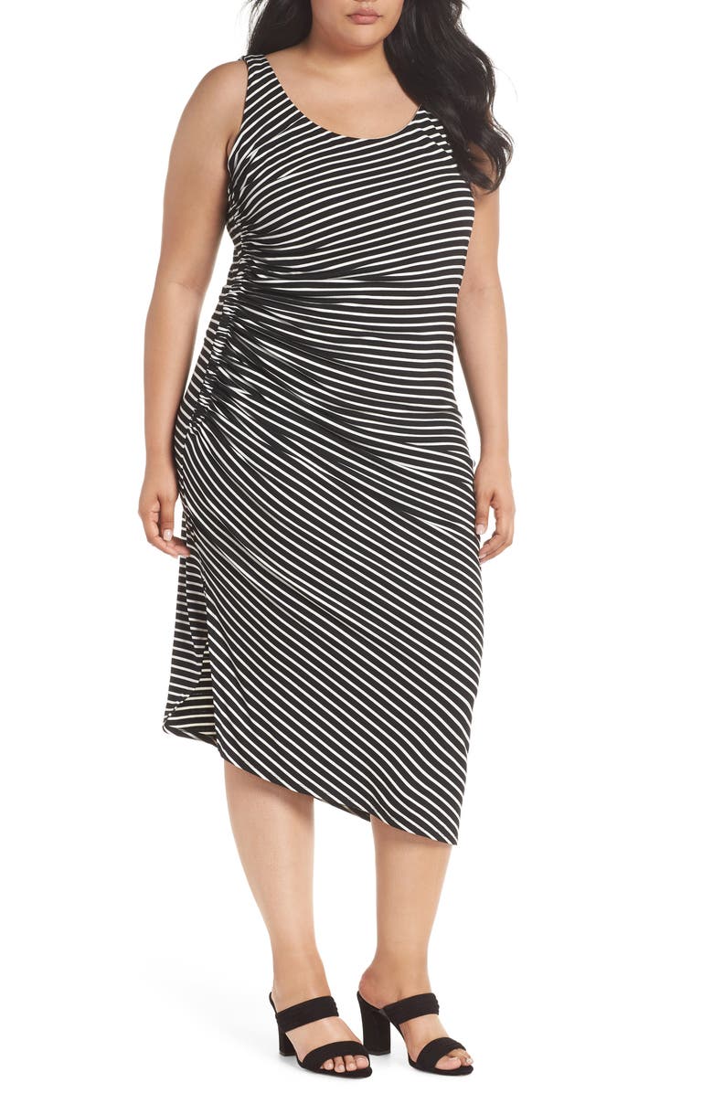 Vince Camuto Amalfi Side Ruched Stripe Body-Con Dress, Main, color, 