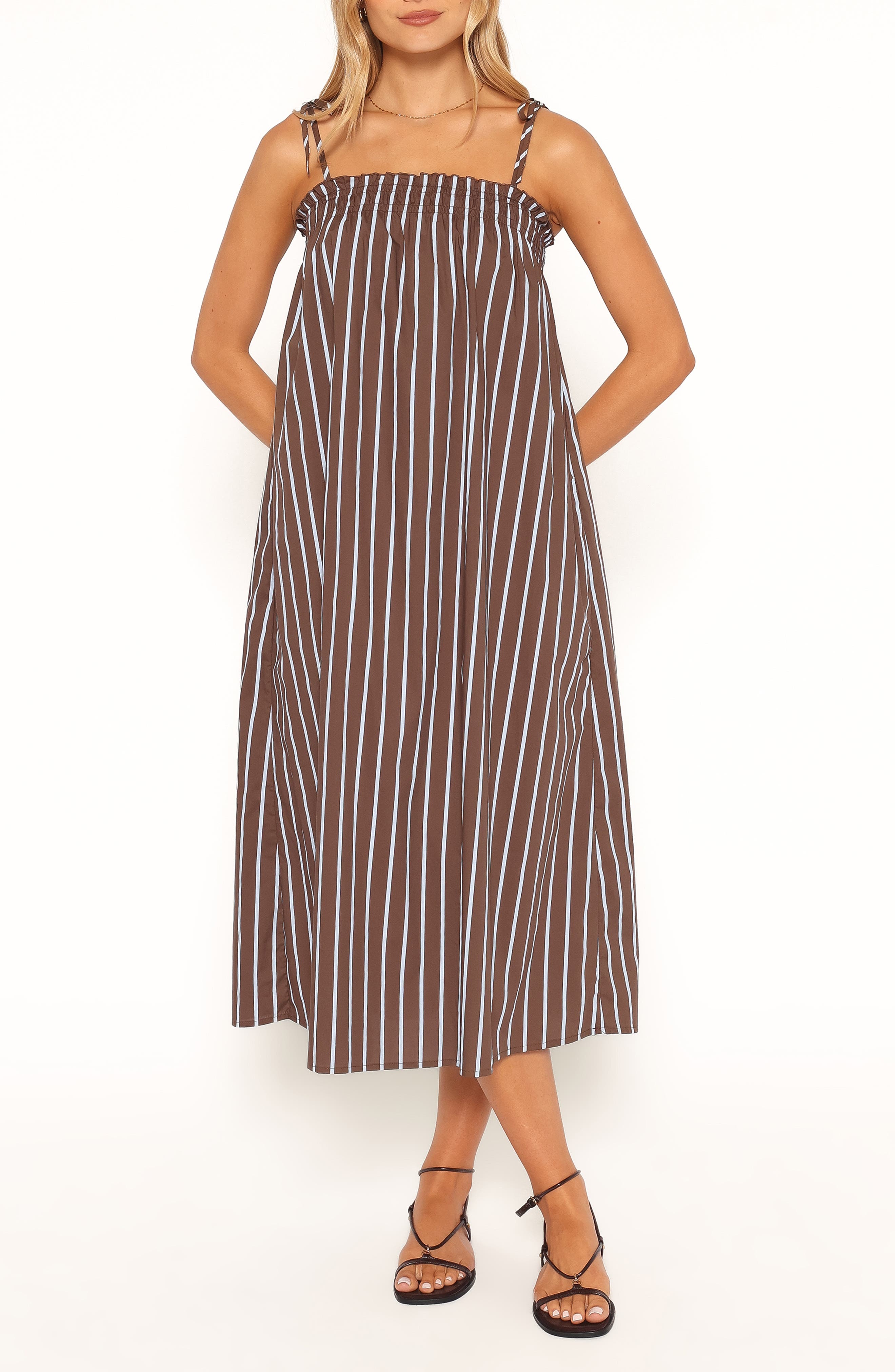 selected BROWN/ BLUE STRIPE