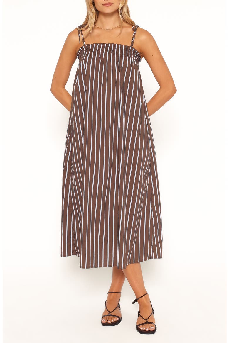 Talita Striped Maxi Dress, Main, color, BROWN/ BLUE STRIPE