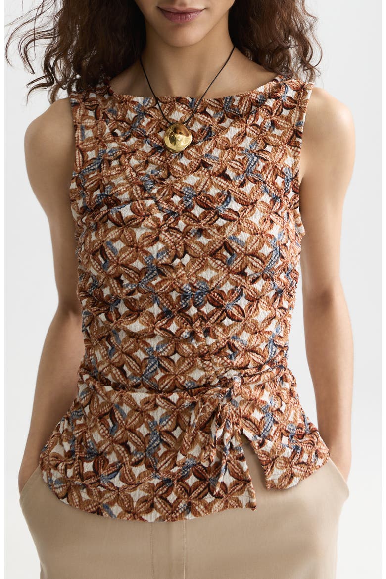 Print Texture Sleeveless Top, Main, color, TILES FLOWER DOESKIN