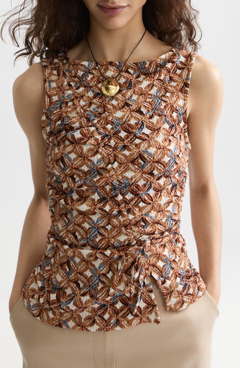 Scotch & Soda Print Texture Sleeveless Top, Main, color, Tiles Flower Doeskin
