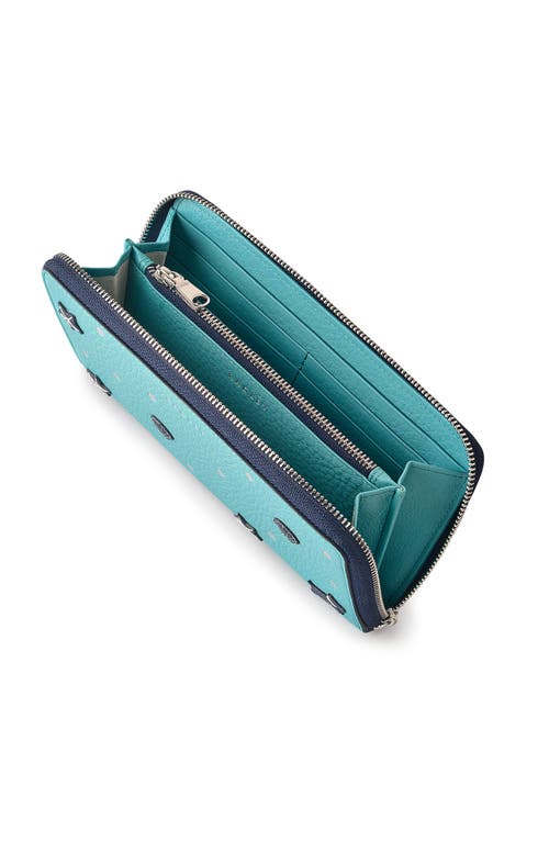 Radley Starfish And Seashells Large Zip Around Wallet In Blue
