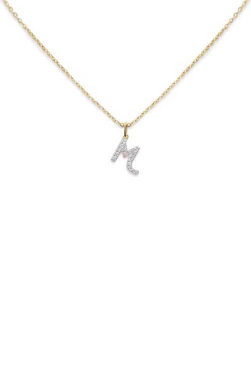 Monica Vinader Lab Created Diamond Initial Pendant Necklace In 14kt Solid Gold - M