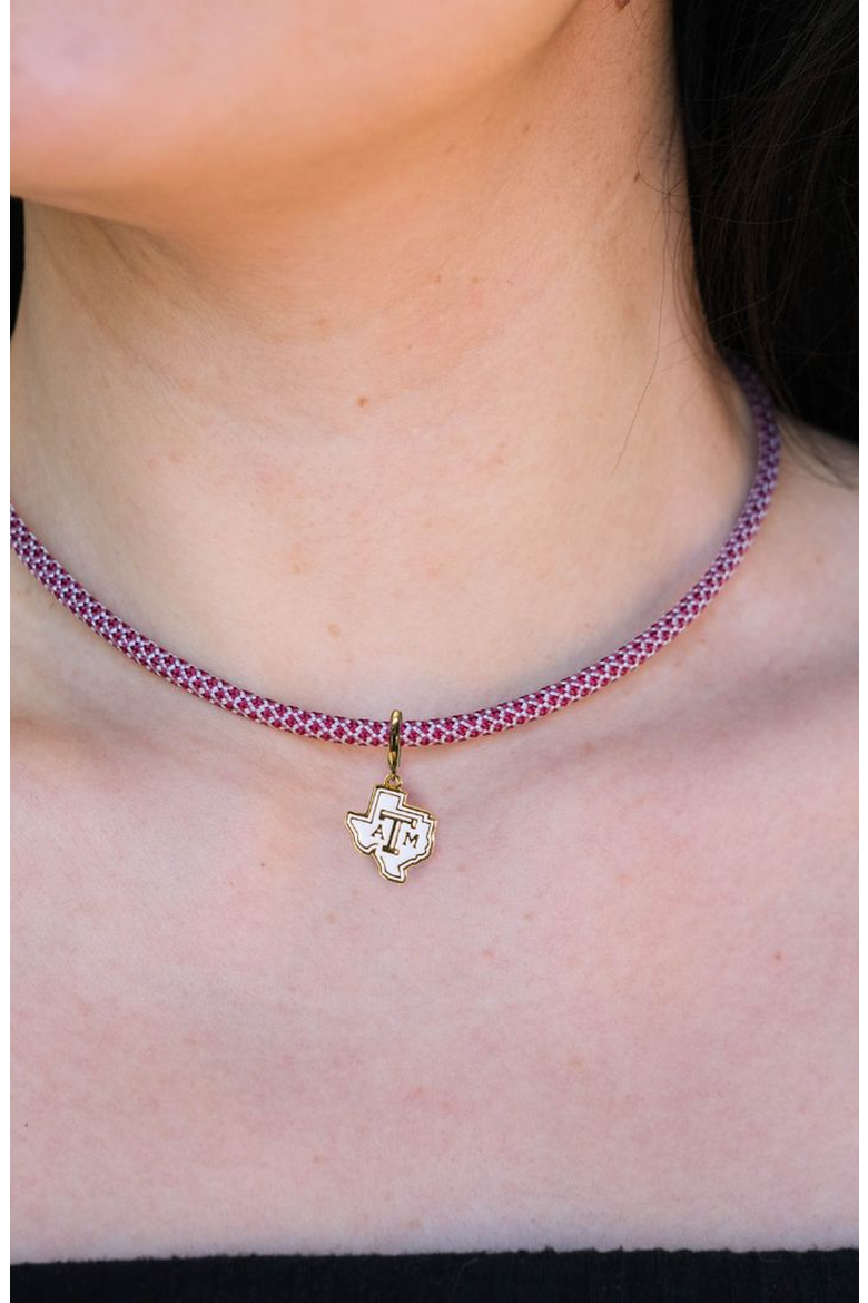 Minimalist Cord Necklace, Alternate, color, Maroon & White / Gold