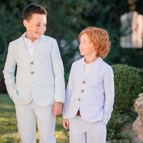Shop Hope & Henry Boys' Organic Seersucker Suit Pant, Kids In Mint Seersucker