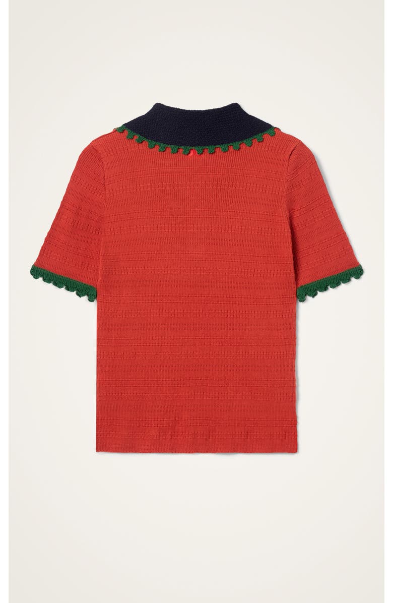 La DoubleJ Picket Polo Top, Alternate, color, Solid Terra