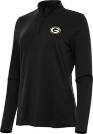 ANTIGUA Women's Antigua Black Green Bay Packers Reprocess Quarter-Zip Top