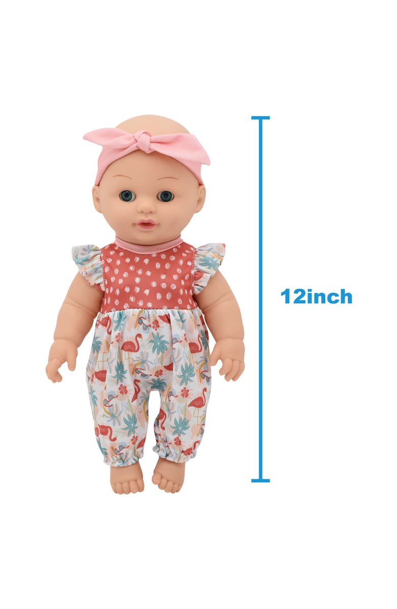 Little Darlings Out For A Stroll Flamingo Jumper Pink 
Blue Outfit 12", 3+, Alternate, color, Multicolored